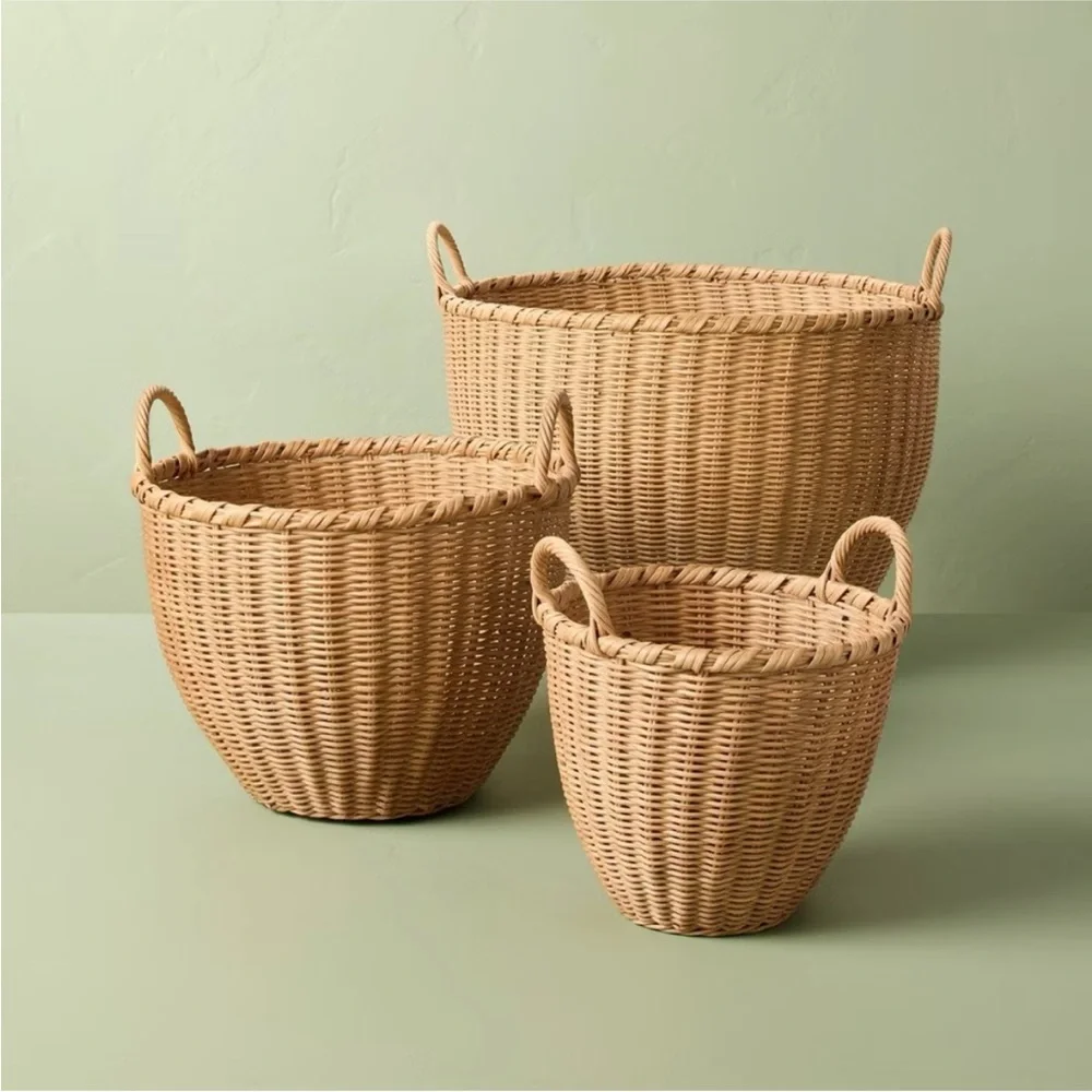 Large Round Woven Rattan Storage Basket with Handles - Hearth & Hand Magnolia